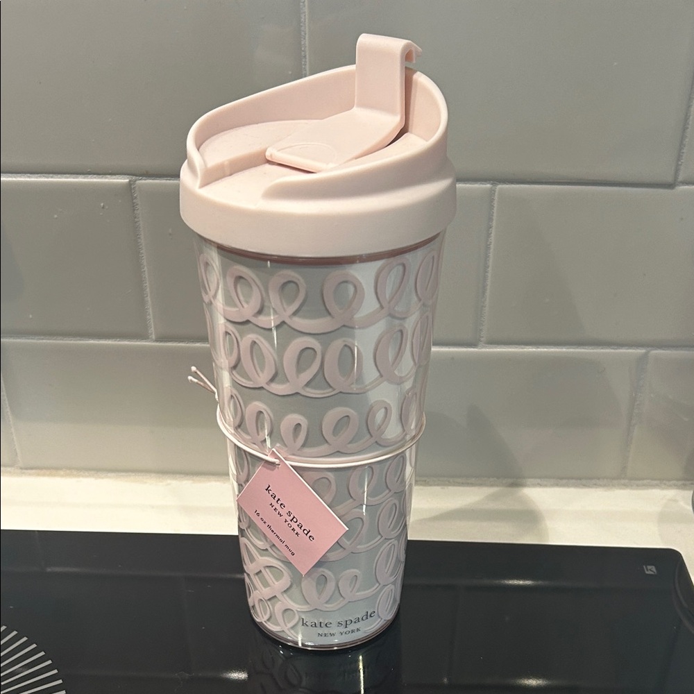 Kate Spade Heart Knot Light Pink Loop Design Tumbler NWT